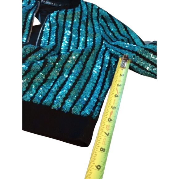 Allegra K Women's Size Small Green Sequin Zipper Up Jacket -NWT - Picture 4 of 7